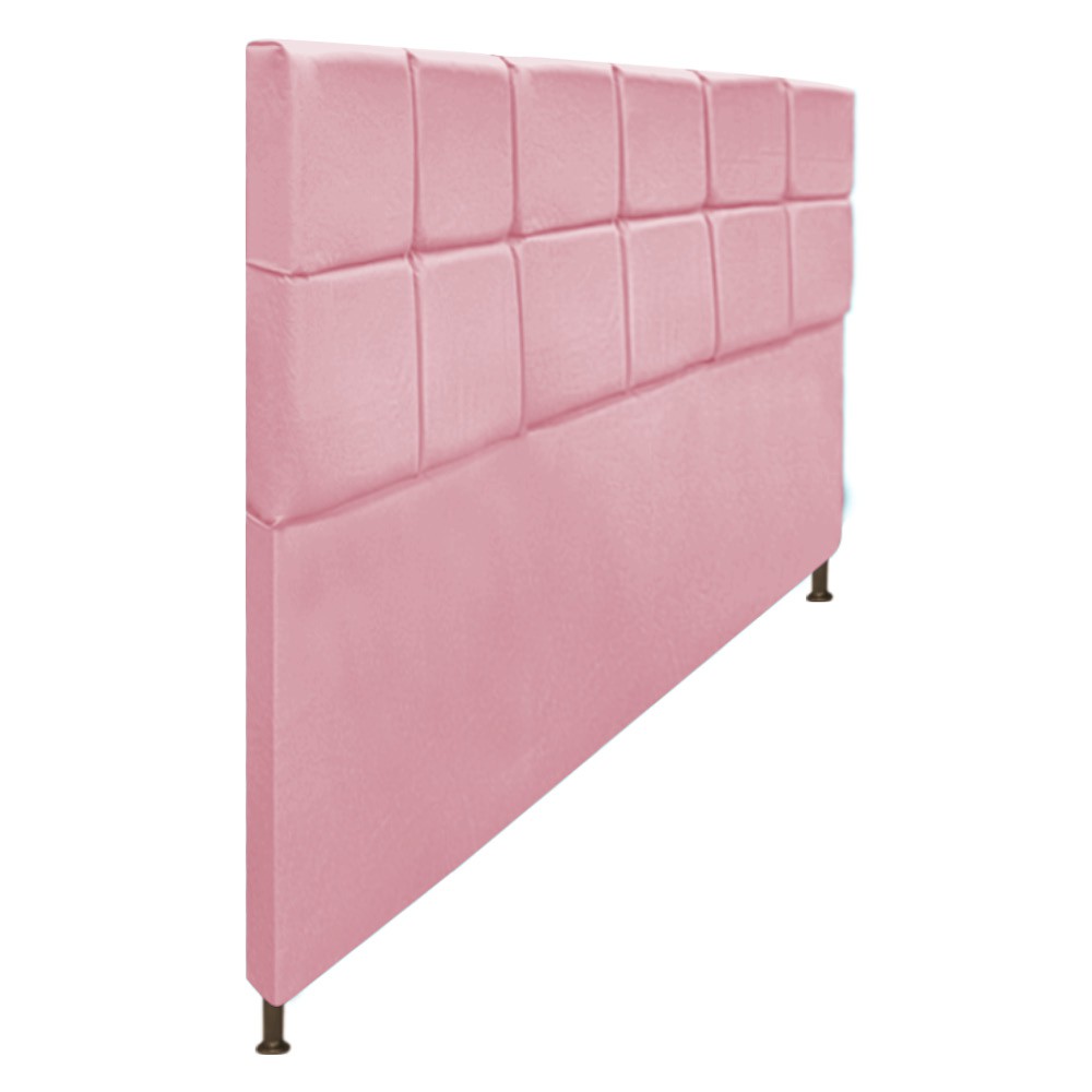 Cabeceira Estofada Damares 195 cm King Size Com Botonê Suede Rosa Bebê - Amarena Móveis