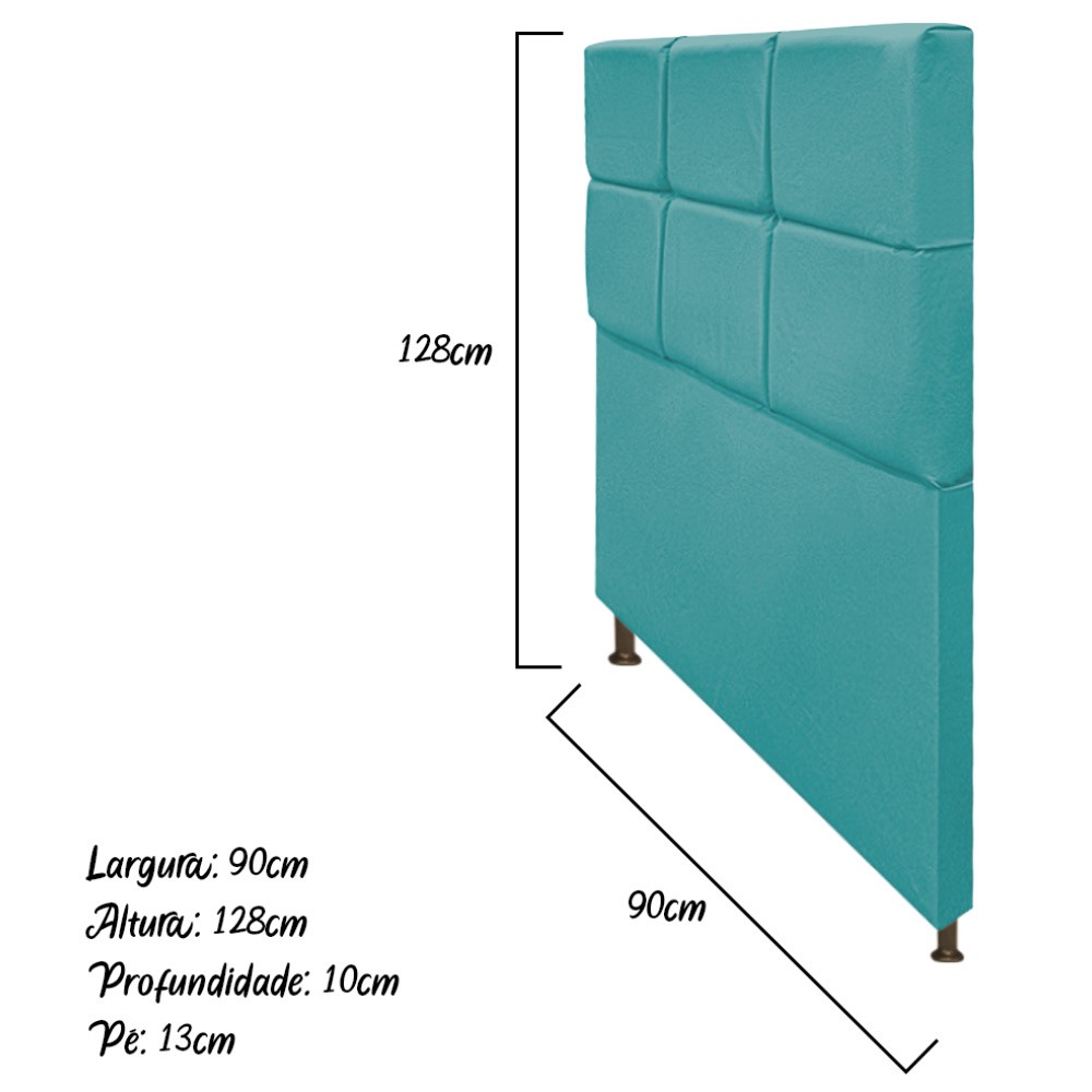 Cabeceira Estofada Damares 90 cm Solteiro Com Botonê  Suede Azul Turquesa - Amarena Móveis