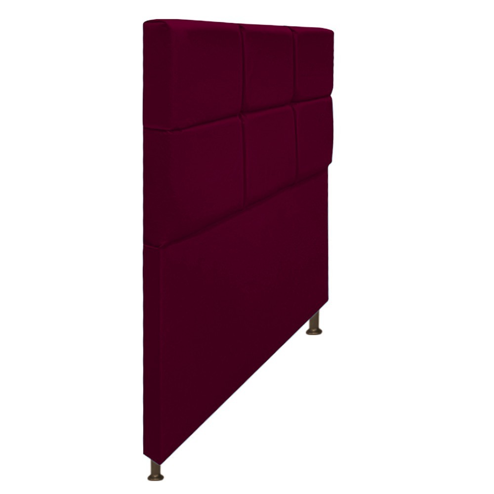 Cabeceira Estofada Damares 90 cm Solteiro Com Botonê  Suede Bordô - Amarena Móveis