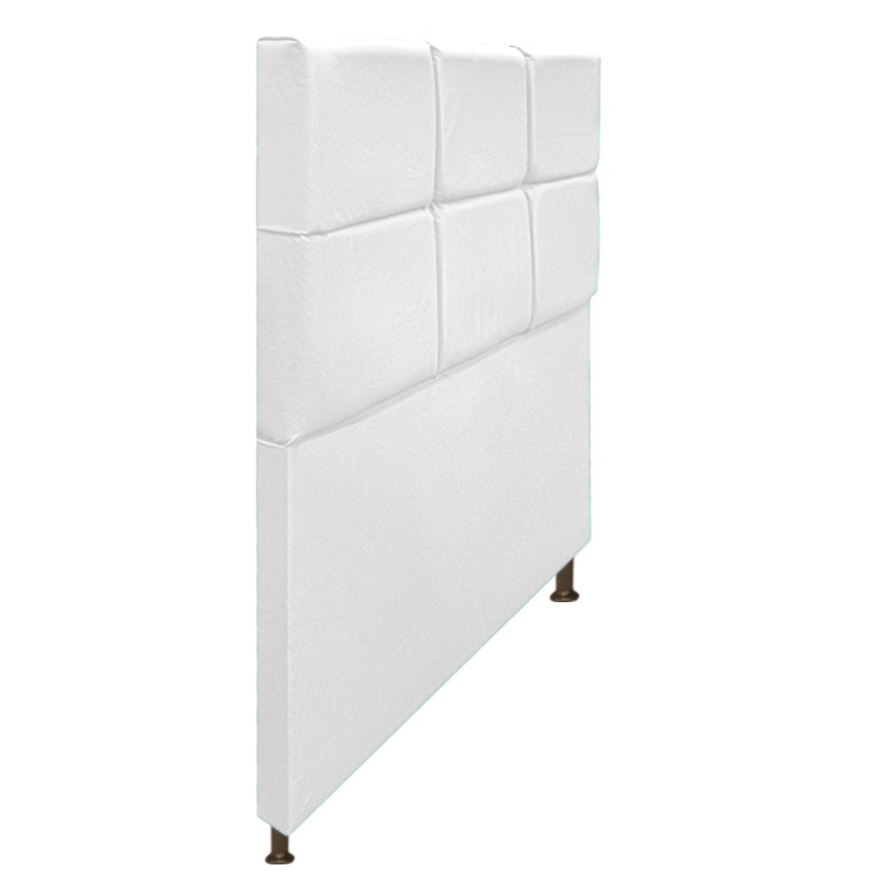 Cabeceira Estofada Damares 90 cm Solteiro Com Botonê  Suede Branco - Amarena Móveis