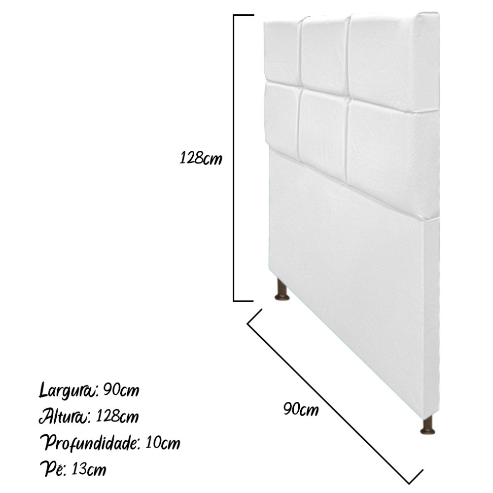 Cabeceira Estofada Damares 90 cm Solteiro Com Botonê  Suede Branco - Amarena Móveis