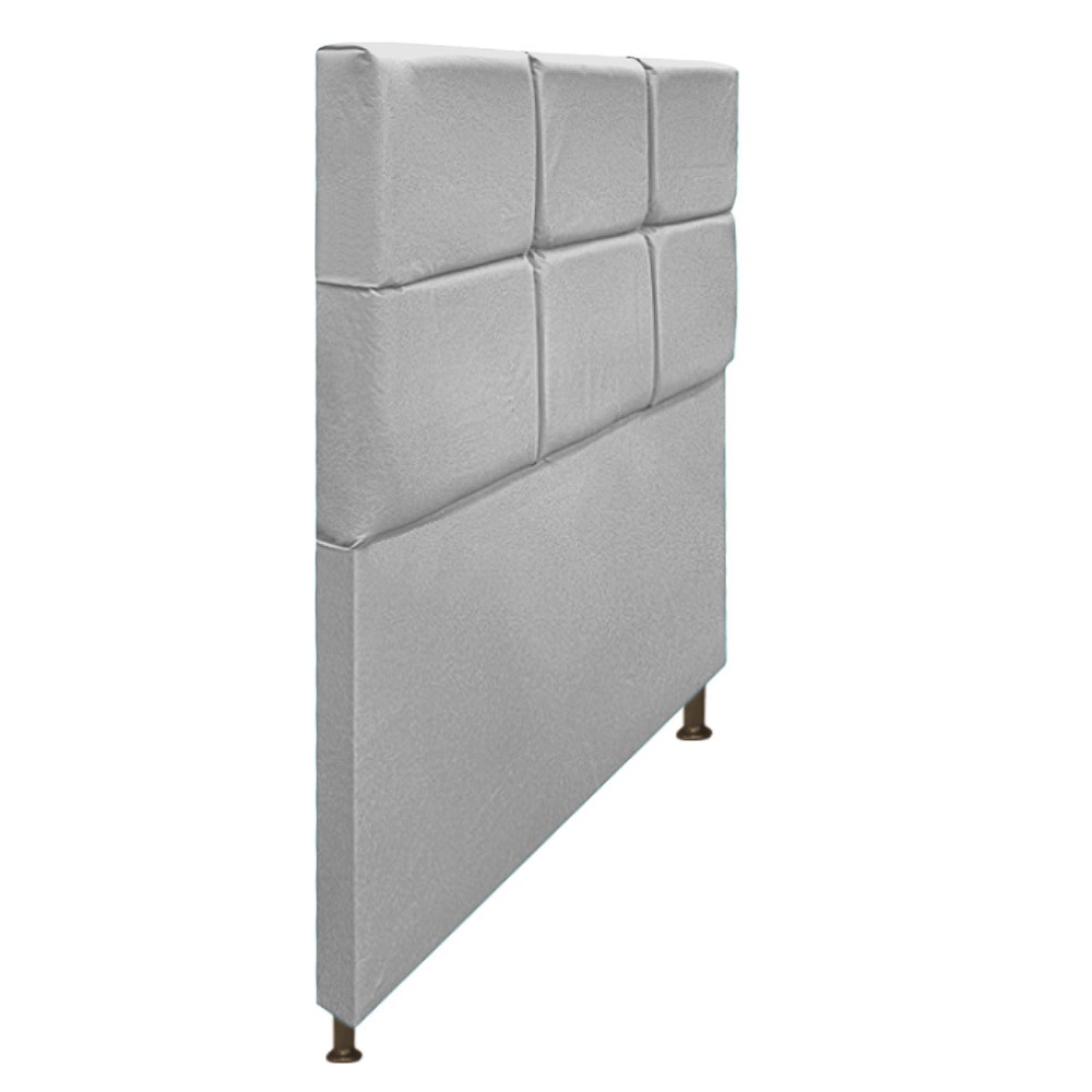 Cabeceira Estofada Damares 90 cm Solteiro Com Botonê  Suede Cinza - Amarena Móveis