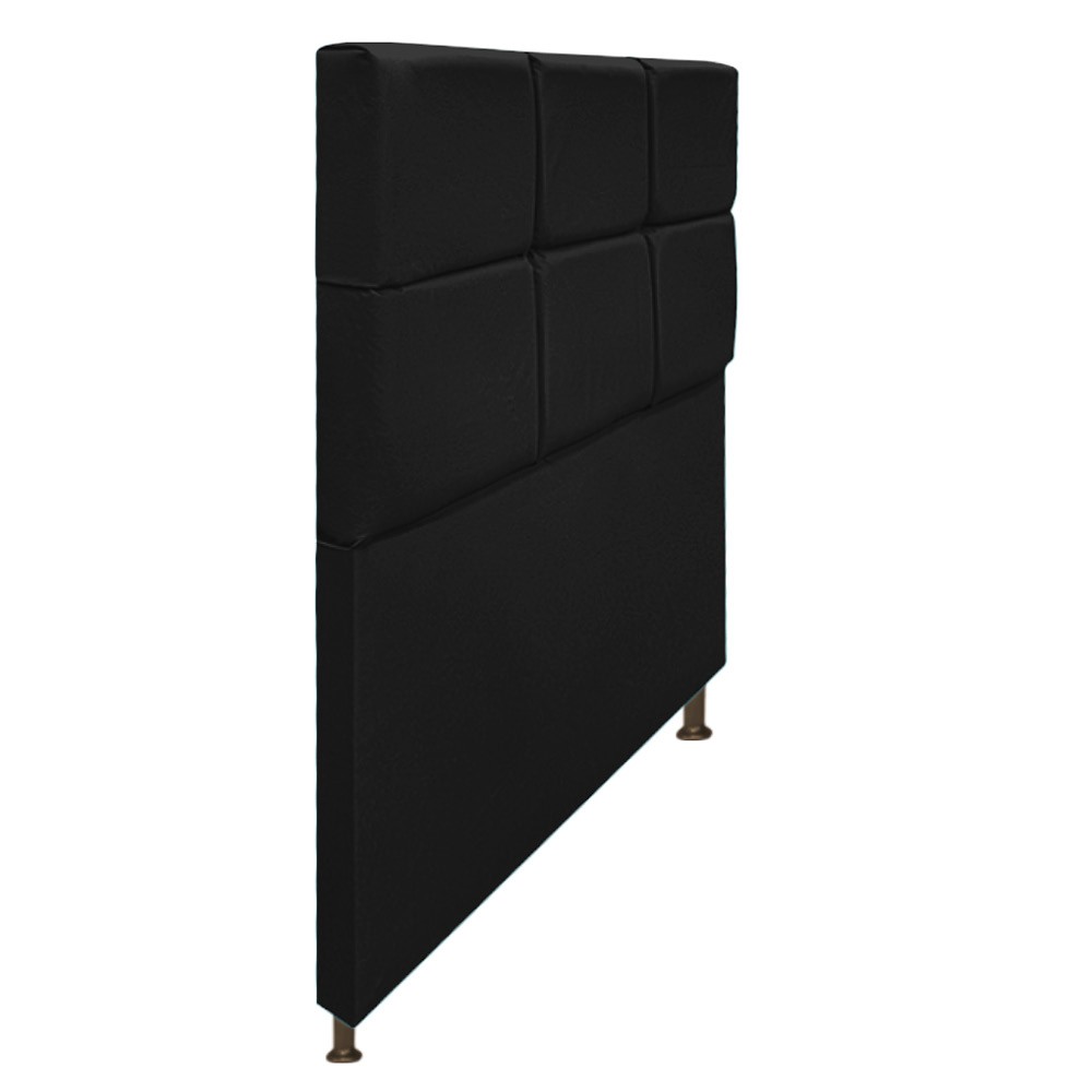 Cabeceira Estofada Damares 90 cm Solteiro Com Botonê  Suede Preto - Amarena Móveis