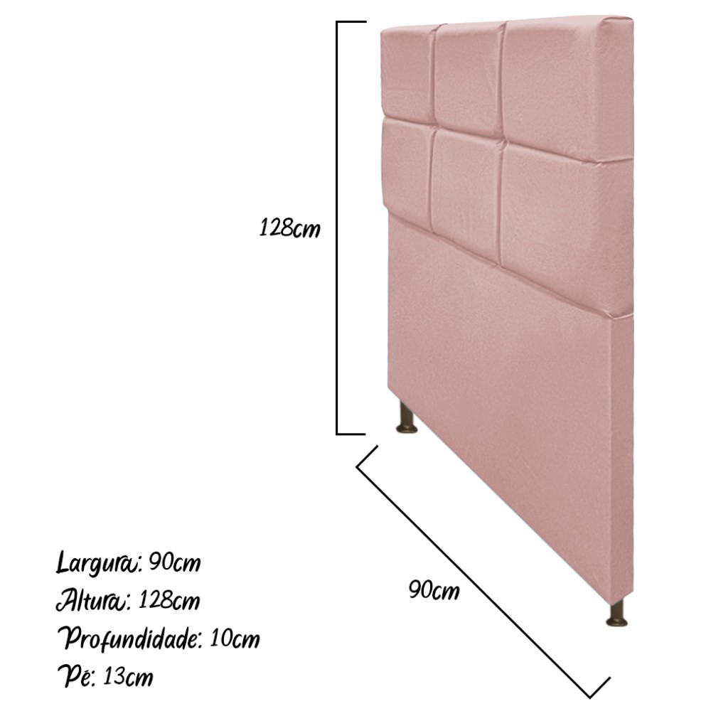 Cabeceira Estofada Damares 90 cm Solteiro Com Botonê  Suede Rosê - Amarena Móveis