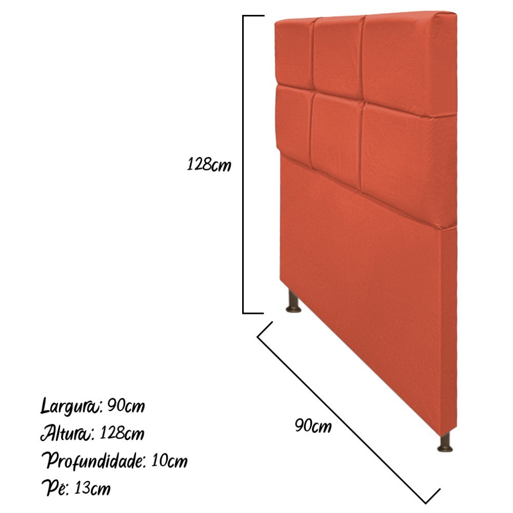 Cabeceira Estofada Damares 90 cm Solteiro Com Botonê  Suede Terracota - Amarena Móveis