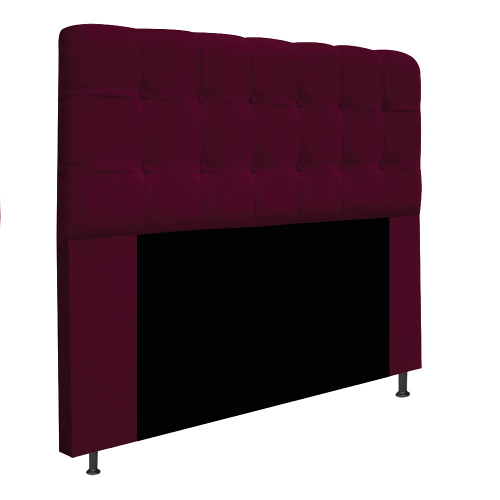 Cabeceira Estofada Mel 140 cm Casal Com Botonê  Suede Bordô - Amarena Móveis