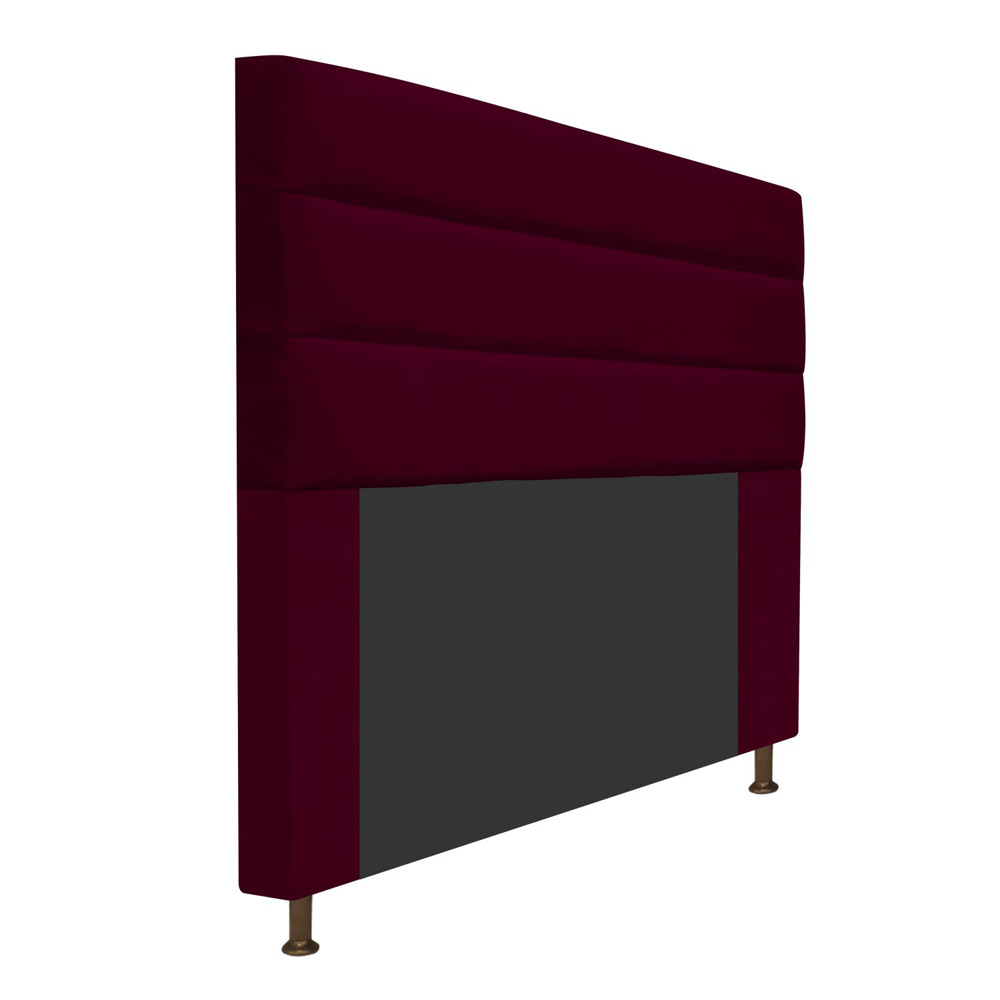 Cabeceira Estofada Turim 140 cm Casal  Suede Bordô - Amarena Móveis