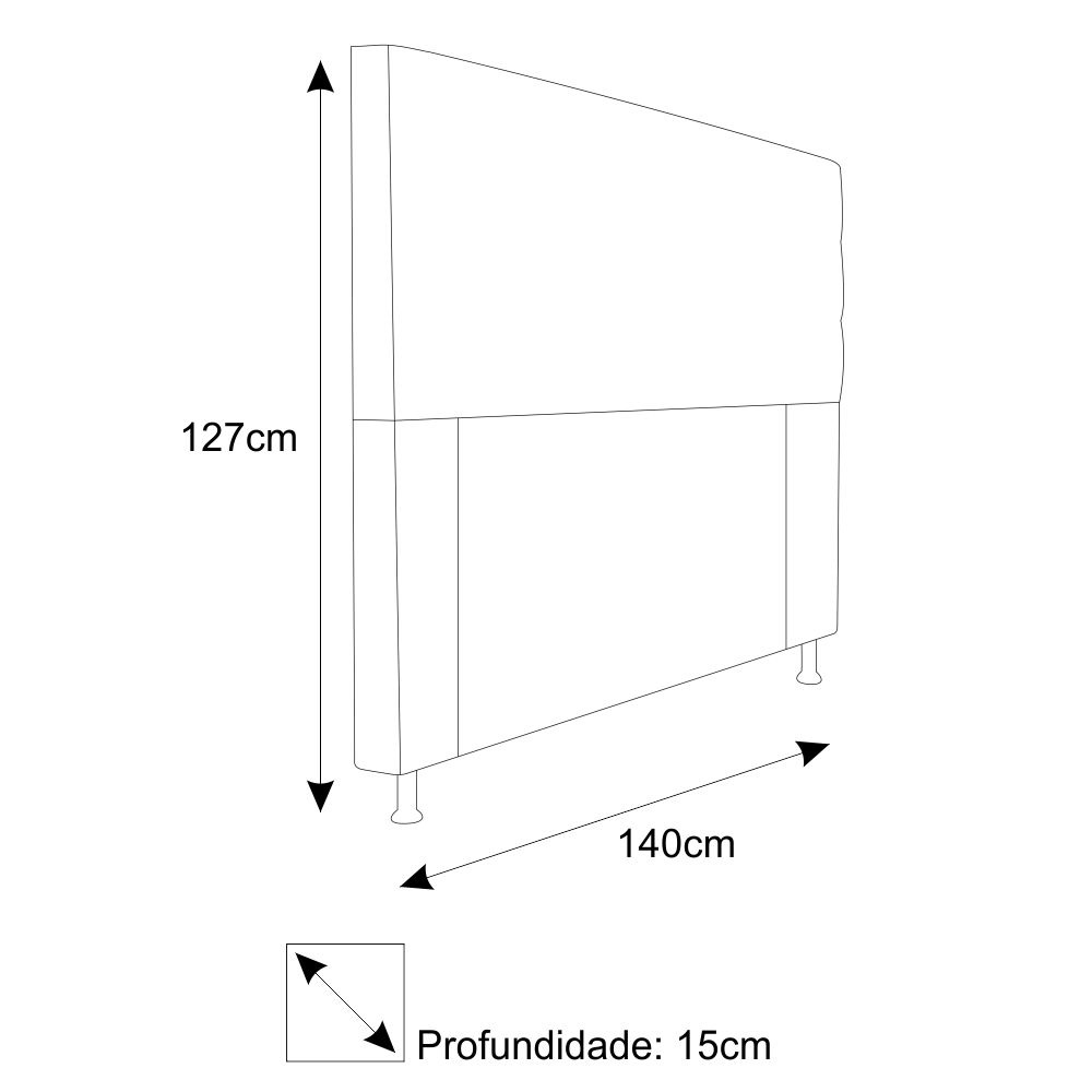 Cabeceira Estofada Turim 140 cm Casal  Suede Bordô - Amarena Móveis