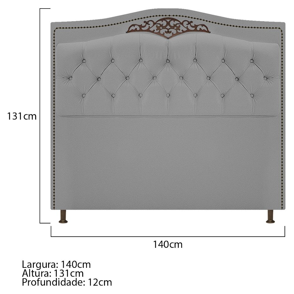 Cabeceira Estofada Yasmim 140 cm Casal Corano Cinza - Amarena Móveis