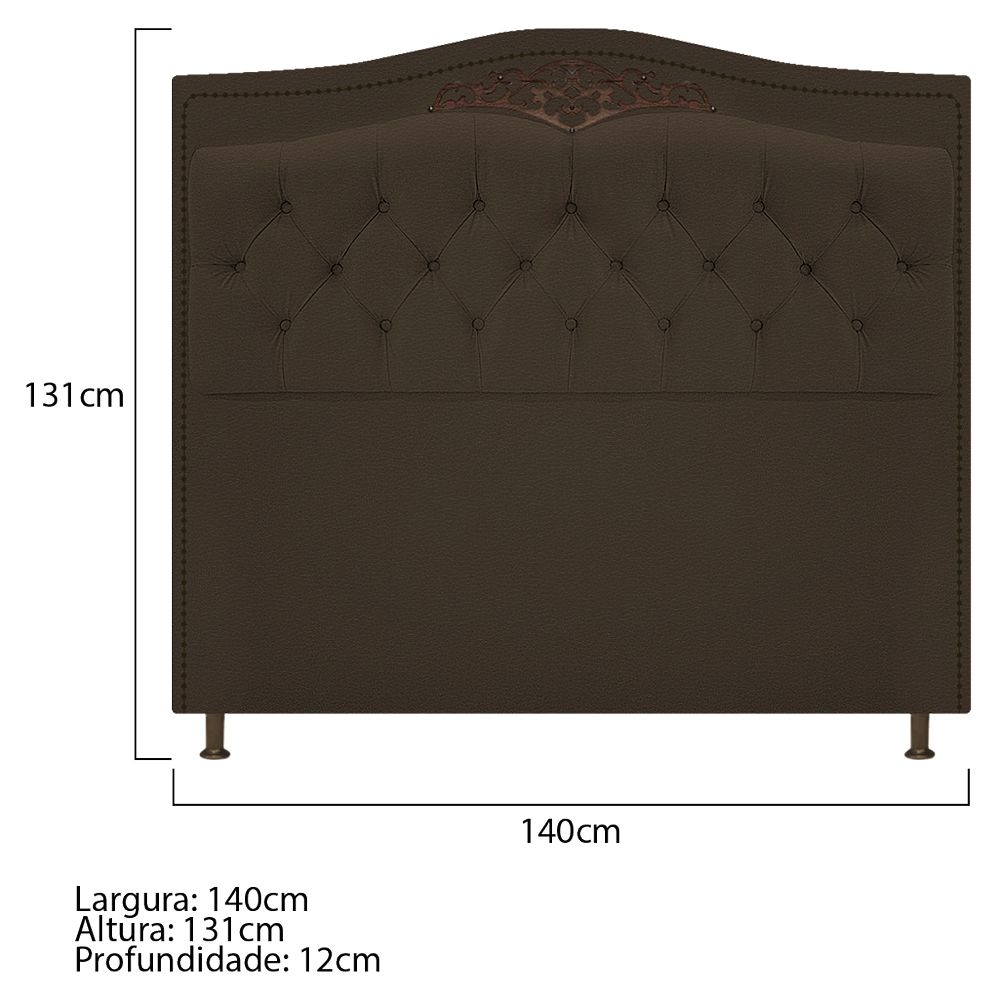 Cabeceira Estofada Yasmim 140 cm Casal Corano Marrom - Amarena Móveis