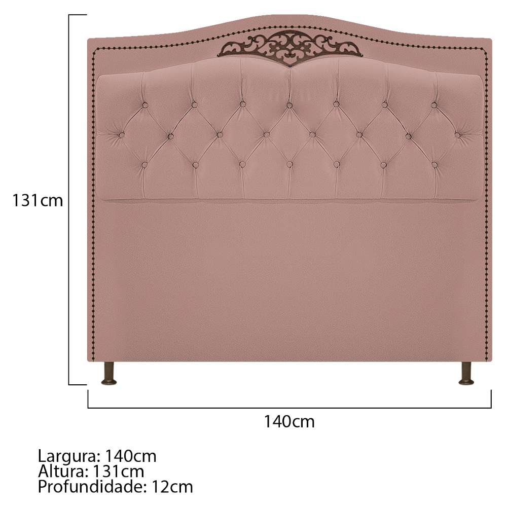 Cabeceira Estofada Yasmim 140 cm Casal Suede Rosê - Amarena Móveis