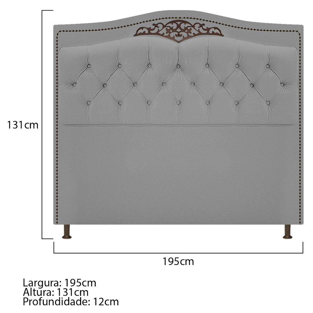 Cabeceira Estofada Yasmim 195 cm King Size Corano Cinza - Amarena Móveis