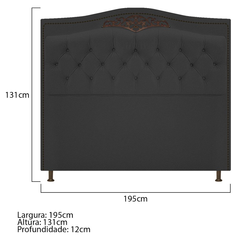 Cabeceira Estofada Yasmim 195 cm King Size Corano Preto - Amarena Móveis