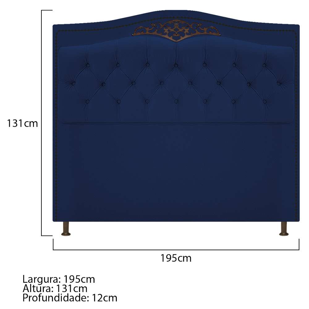 Cabeceira Estofada Yasmim 195 cm King Size Suede Azul Marinho - Amarena Móveis