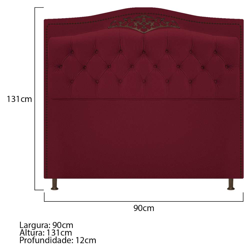 Cabeceira Estofada Yasmim 90 cm Solteiro Suede Bordô - Amarena Móveis