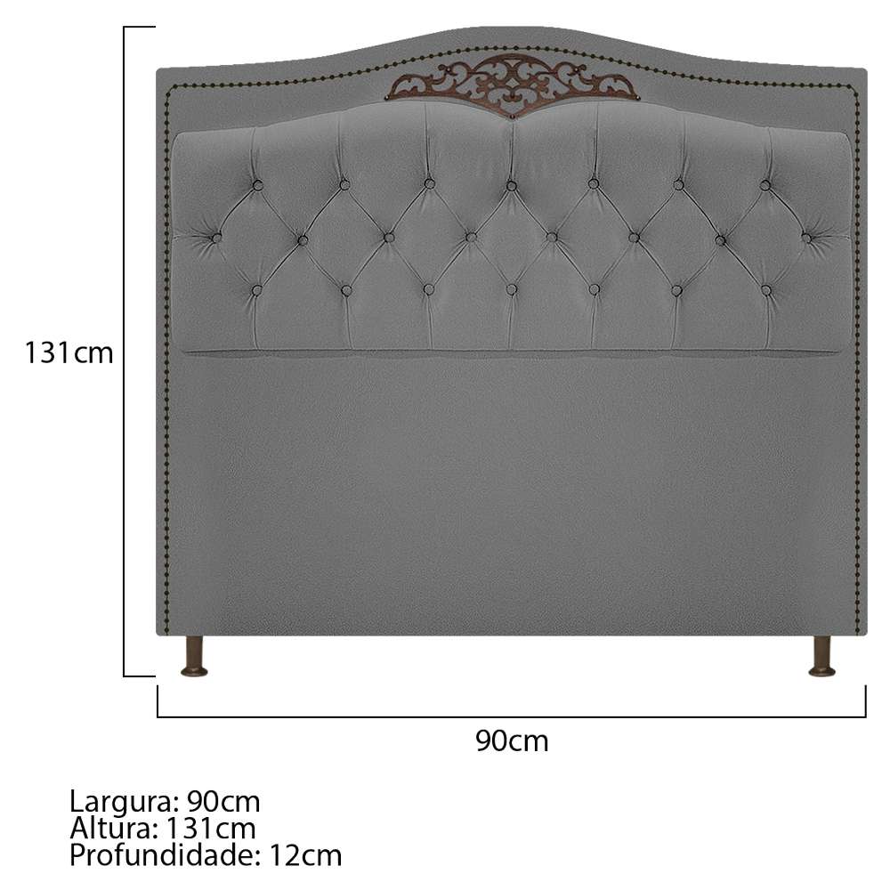 Cabeceira Estofada Yasmim 90 cm Solteiro Suede Cinza - Amarena Móveis