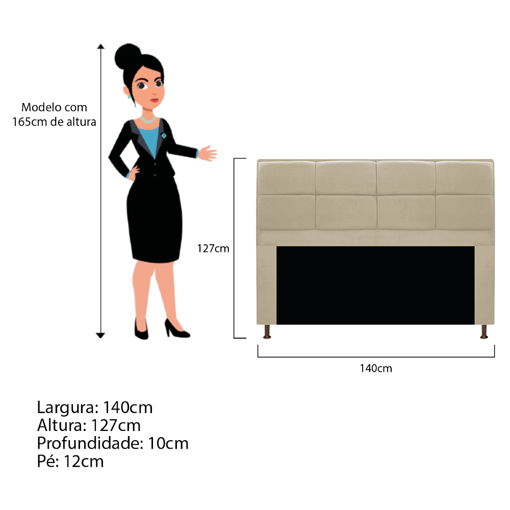 Cabeceira Munique 140 cm Casal Corano Bege - Amarena Móveis