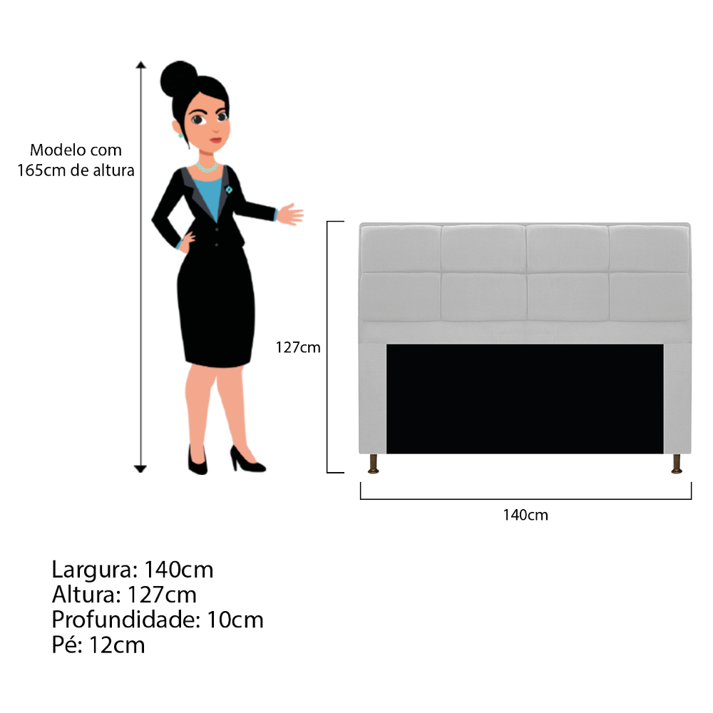 Cabeceira Munique 140 cm Casal Corano Branco - Amarena Móveis