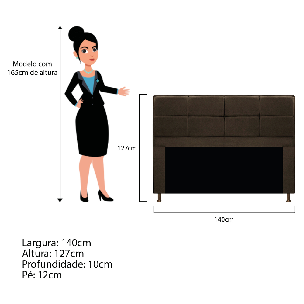 Cabeceira Munique 140 cm Casal Corano Marrom - Amarena Móveis