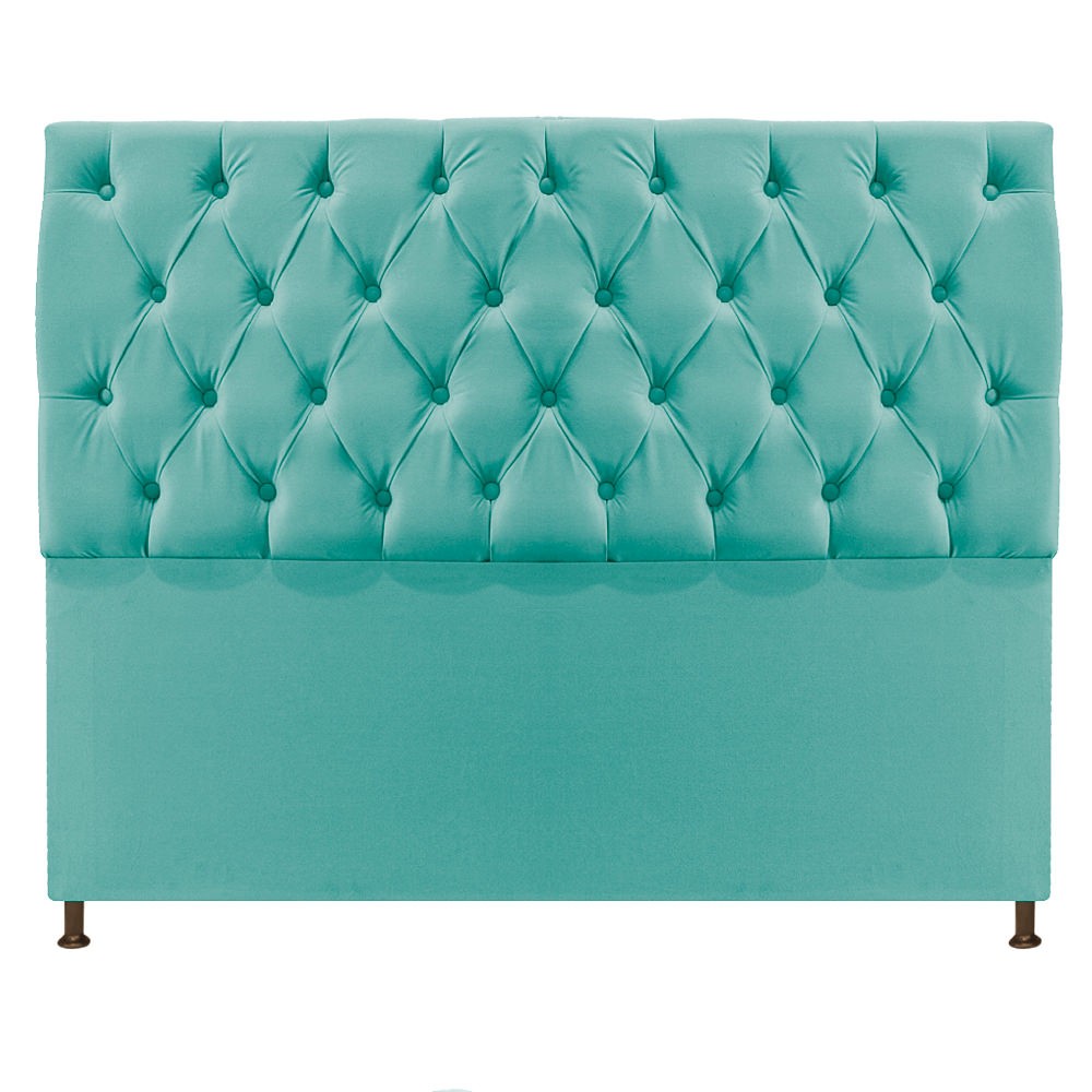 Cabeceira Sofia 140 cm Casal Suede Azul Tiffany - Amarena Móveis