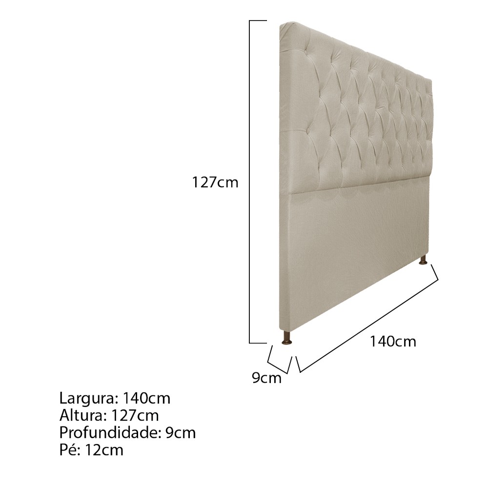 Cabeceira Sofia 140 cm Casal Suede Bege - Amarena Móveis