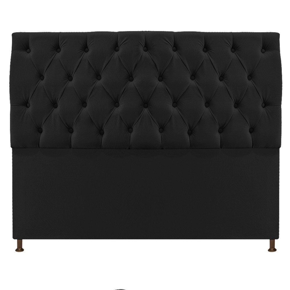 Cabeceira Sofia 140 cm Casal Suede Preto - Amarena Móveis