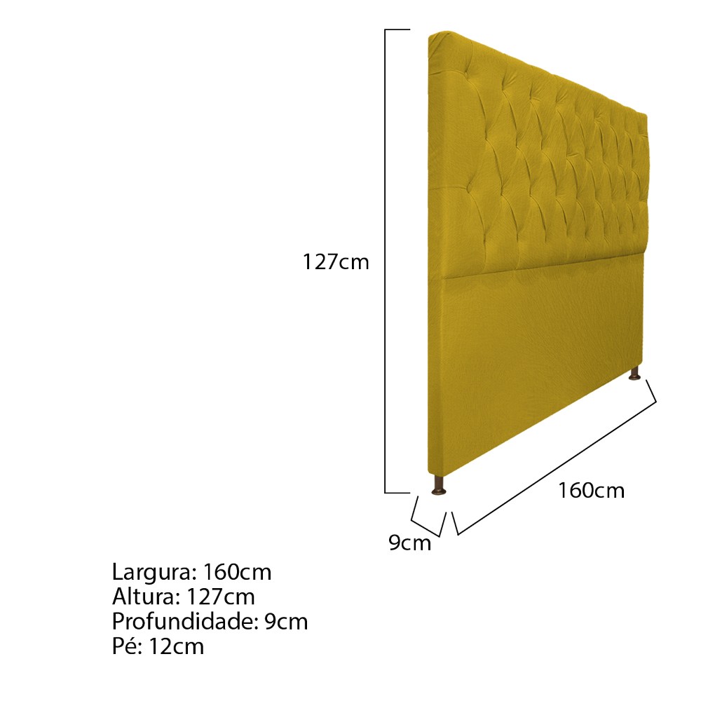 Cabeceira Sofia 160 cm Queen Size Suede Amarelo - Amarena Móveis