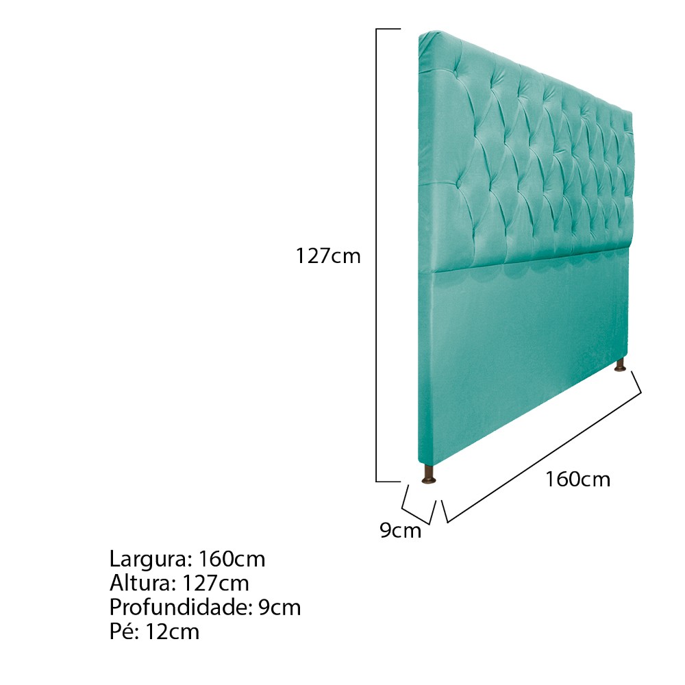 Cabeceira Sofia 160 cm Queen Size Suede Azul Tiffany - Amarena Móveis