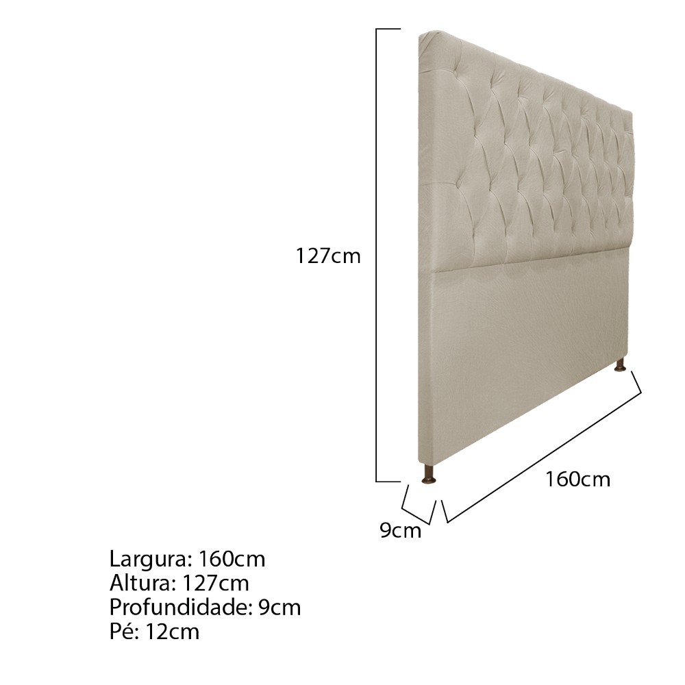 Cabeceira Sofia 160 cm Queen Size Suede Bege - Amarena Móveis