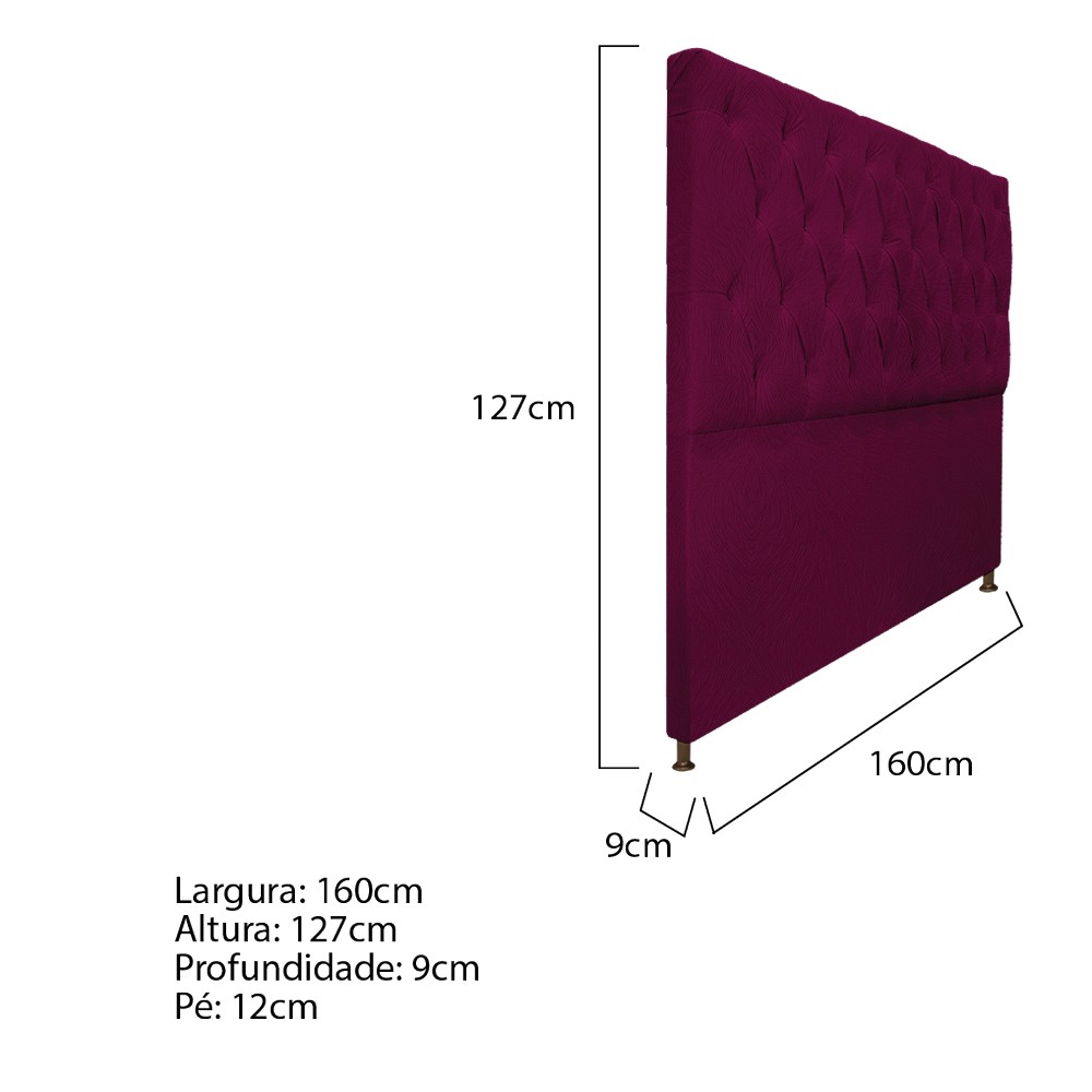 Cabeceira Sofia 160 cm Queen Size Suede Bordô - Amarena Móveis