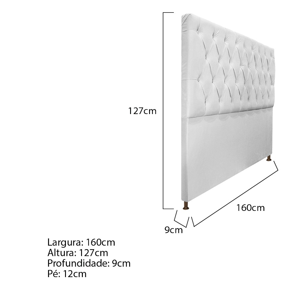 Cabeceira Sofia 160 cm Queen Size Suede Branco - Amarena Móveis