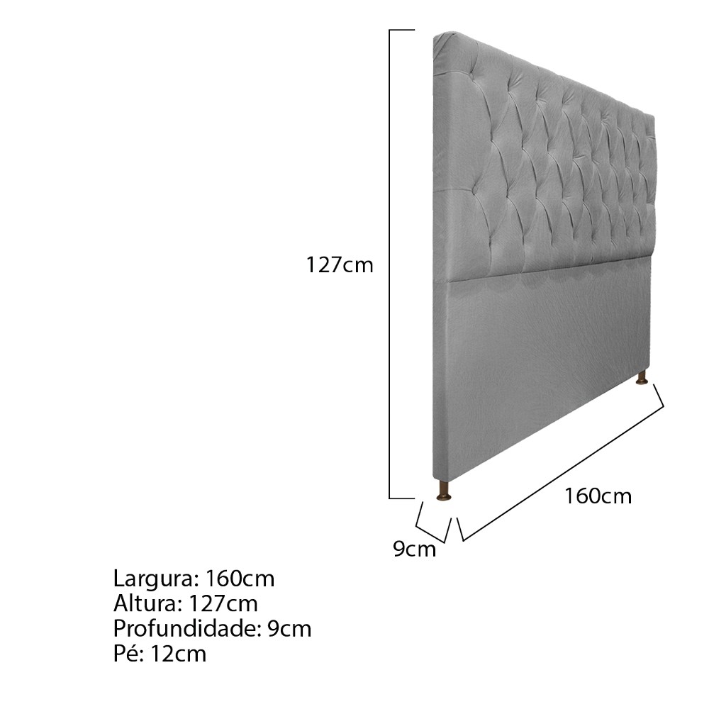 Cabeceira Sofia 160 cm Queen Size Suede Cinza - Amarena Móveis