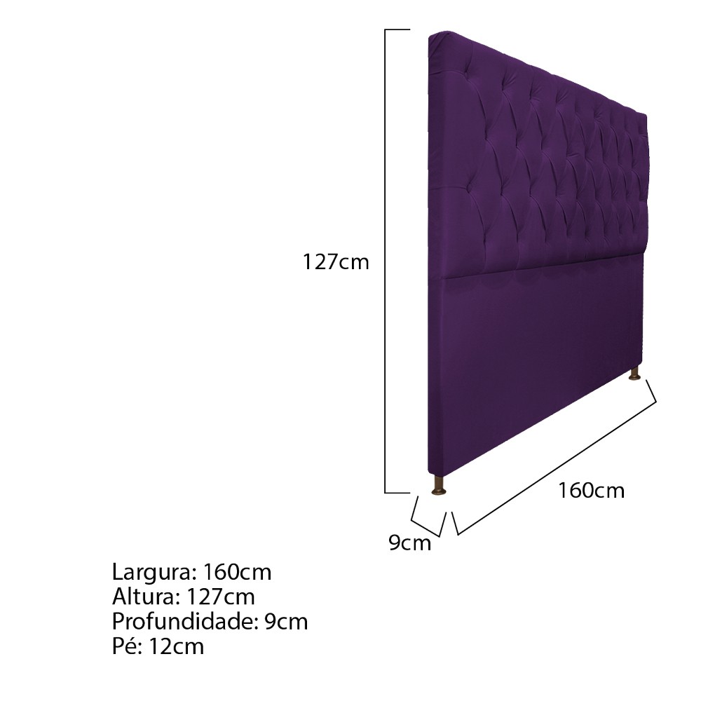 Cabeceira Sofia 160 cm Queen Size Suede Roxo - Amarena Móveis