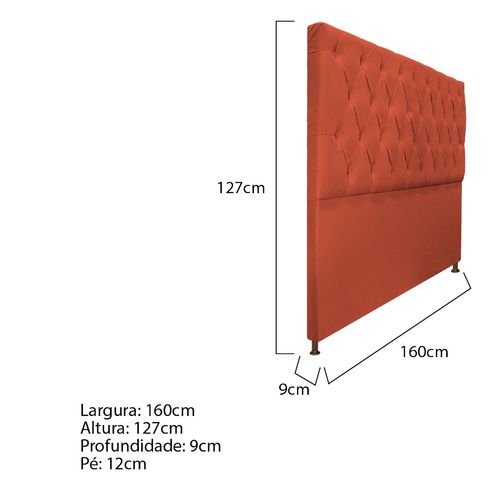 Cabeceira Sofia 160 cm Queen Size Suede Terracota - Amarena Móveis
