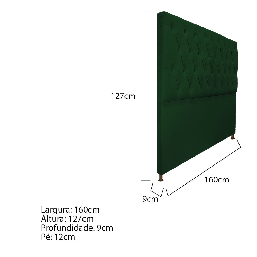 Cabeceira Sofia 160 cm Queen Size Suede Verde - Amarena Móveis
