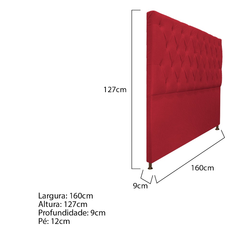 Cabeceira Sofia 160 cm Queen Size Suede Vermelho - Amarena Móveis