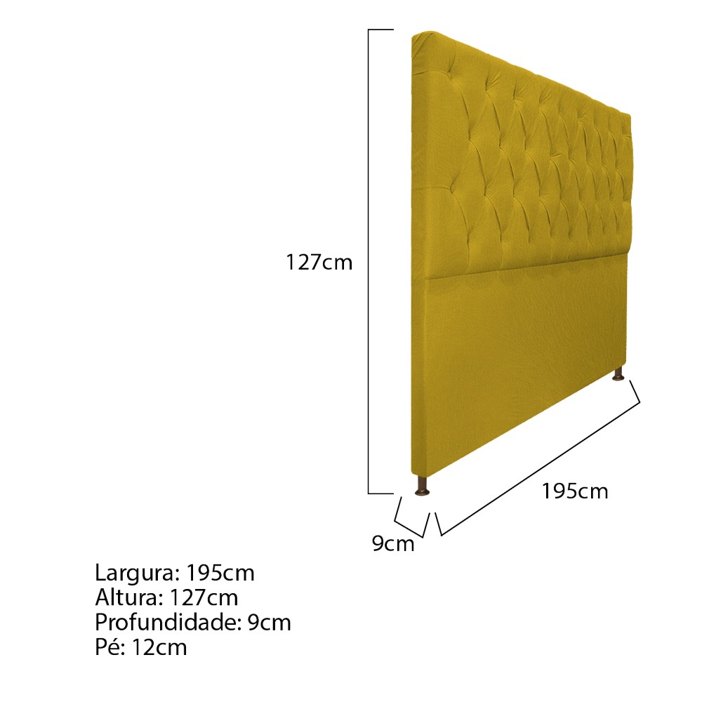 Cabeceira Sofia 195 cm King Size Suede Amarelo - Amarena Móveis