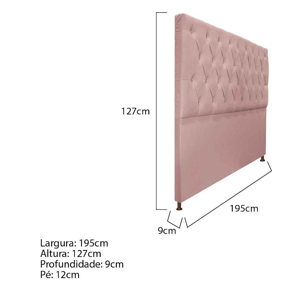Cabeceira Sofia 195 cm King Size Suede Rosê - Amarena Móveis