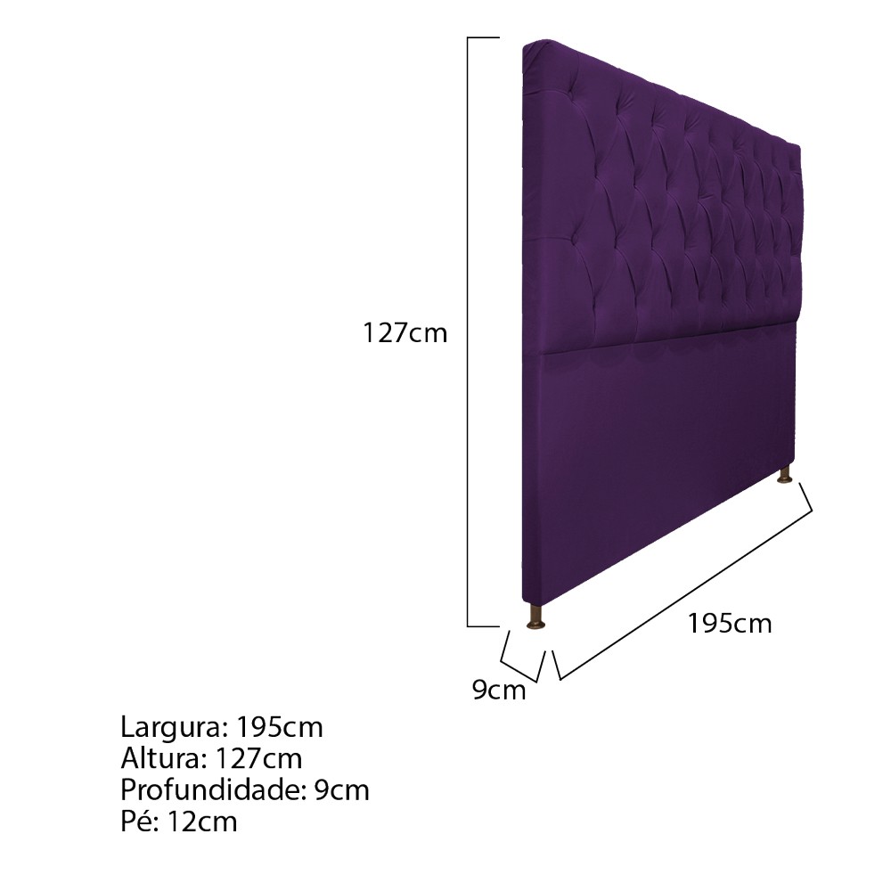 Cabeceira Sofia 195 cm King Size Suede Roxo - Amarena Móveis