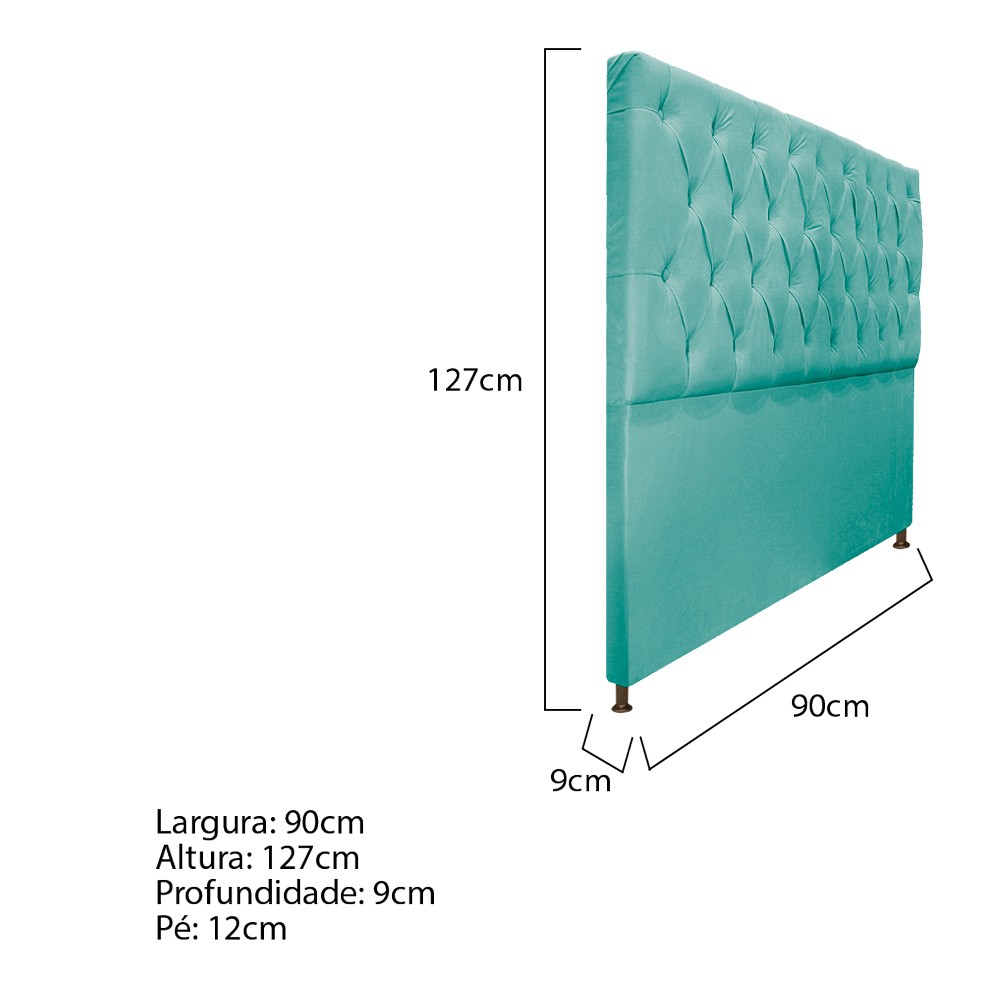 Cabeceira Sofia 90 cm Solteiro Suede Azul Tiffany - Amarena Móveis