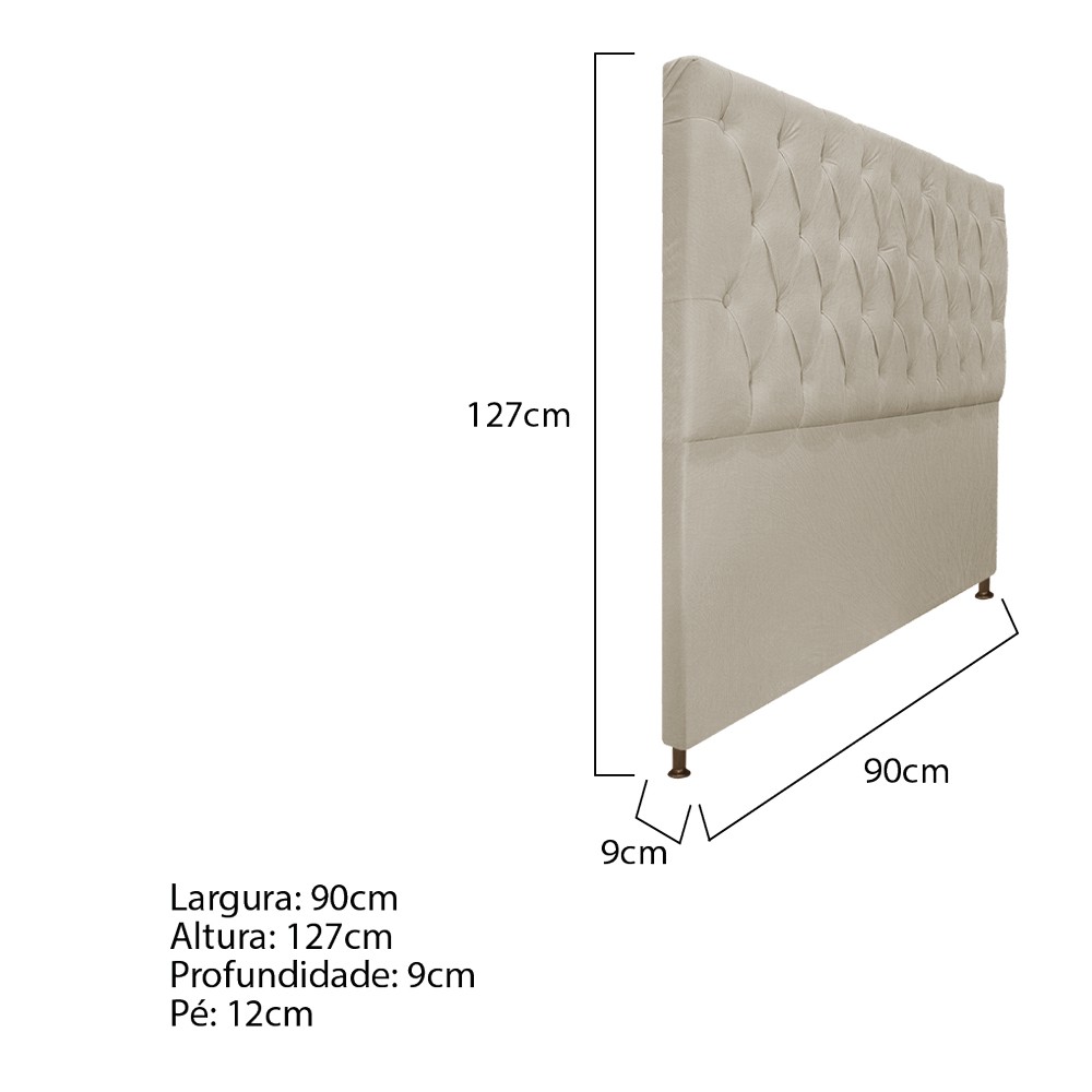 Cabeceira Sofia 90 cm Solteiro Suede Bege - Amarena Móveis