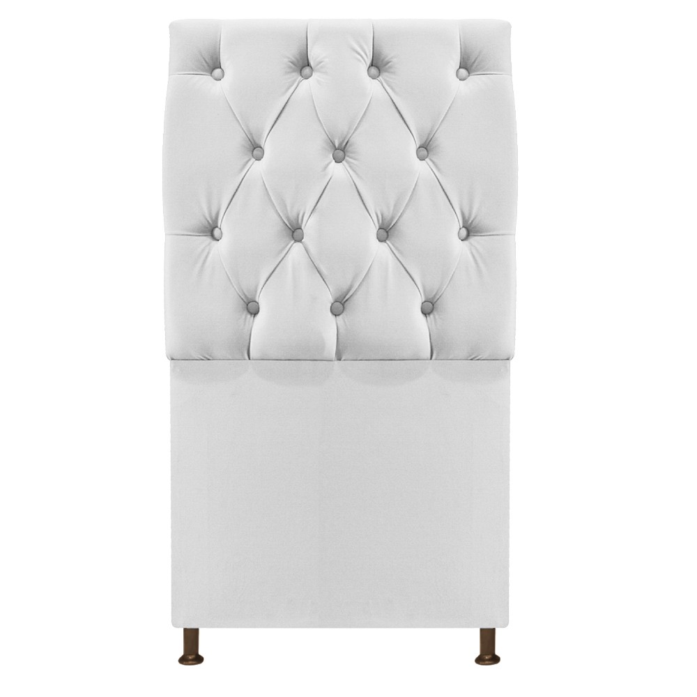 Cabeceira Sofia 90 cm Solteiro Suede Branco - Amarena Móveis