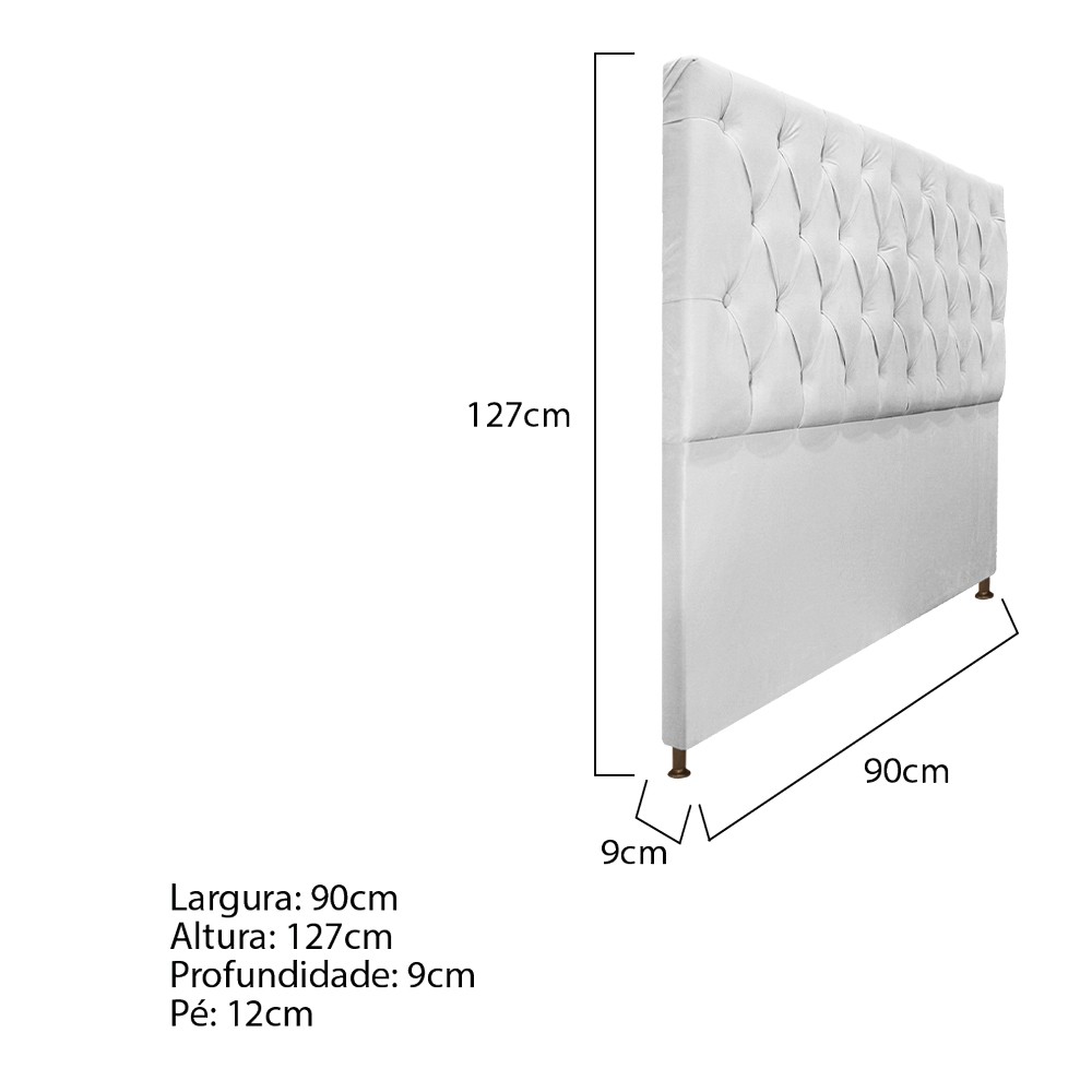 Cabeceira Sofia 90 cm Solteiro Suede Branco - Amarena Móveis