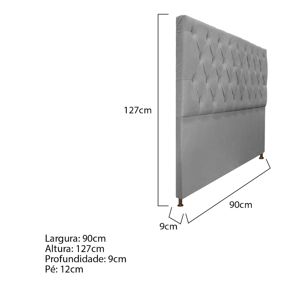 Cabeceira Sofia 90 cm Solteiro Suede Cinza - Amarena Móveis