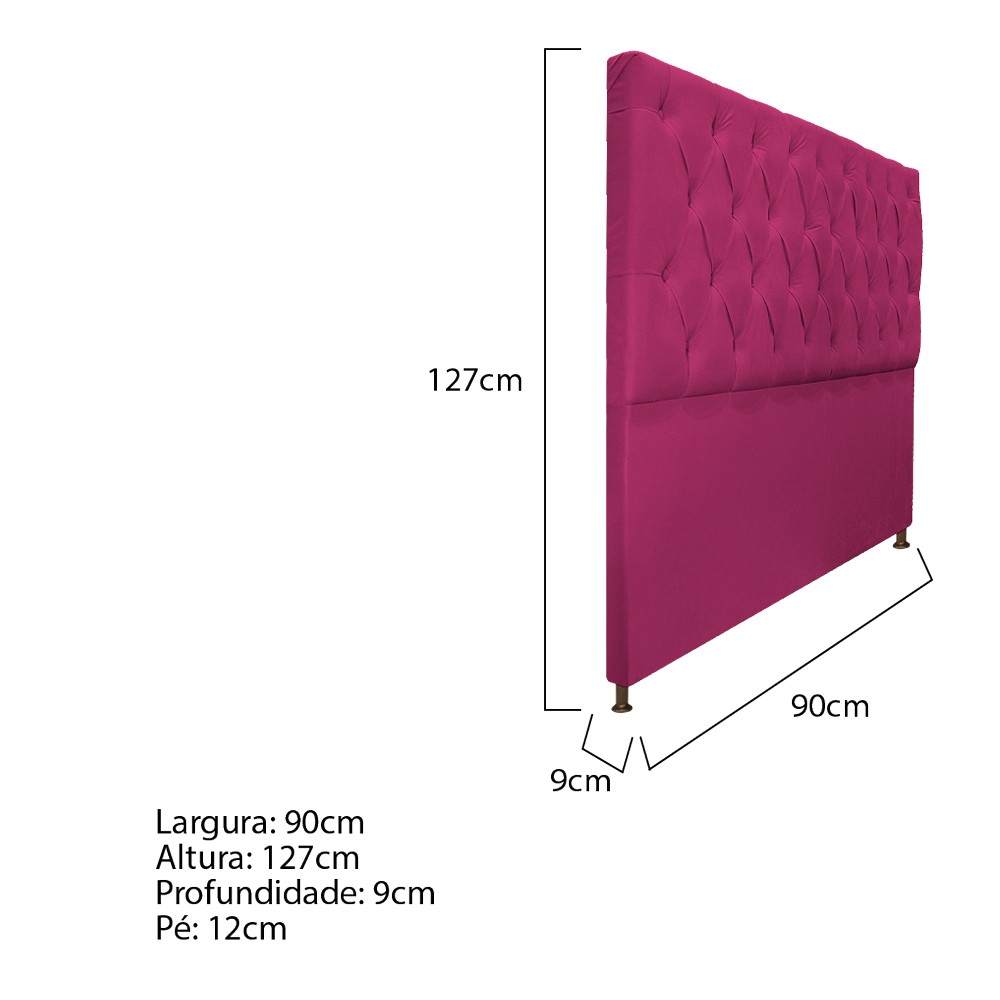 Cabeceira Sofia 90 cm Solteiro Suede Pink - Amarena Móveis