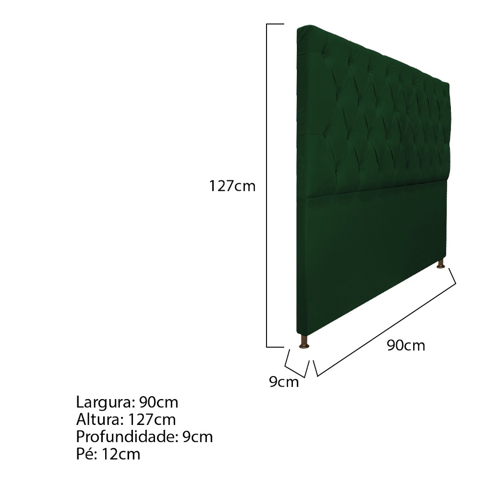 Cabeceira Sofia 90 cm Solteiro Suede Verde - Amarena Móveis