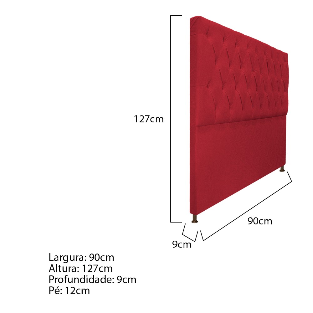 Cabeceira Sofia 90 cm Solteiro Suede Vermelho - Amarena Móveis