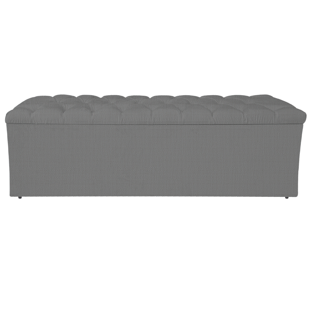 Calçadeira Estofada Liverpool 140 cm Casal Linho Chumbo - Amarena Móveis