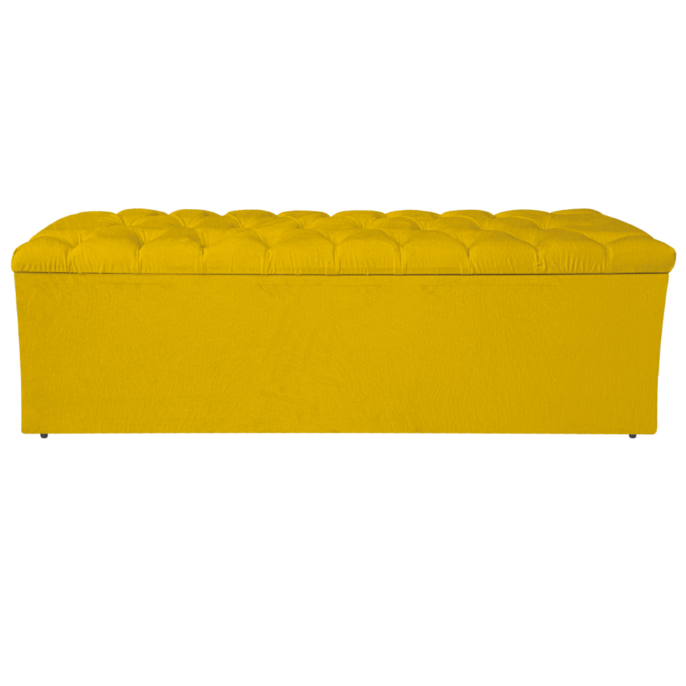 Calçadeira Estofada Liverpool 140 cm Casal Suede Amarelo - Amarena Móveis