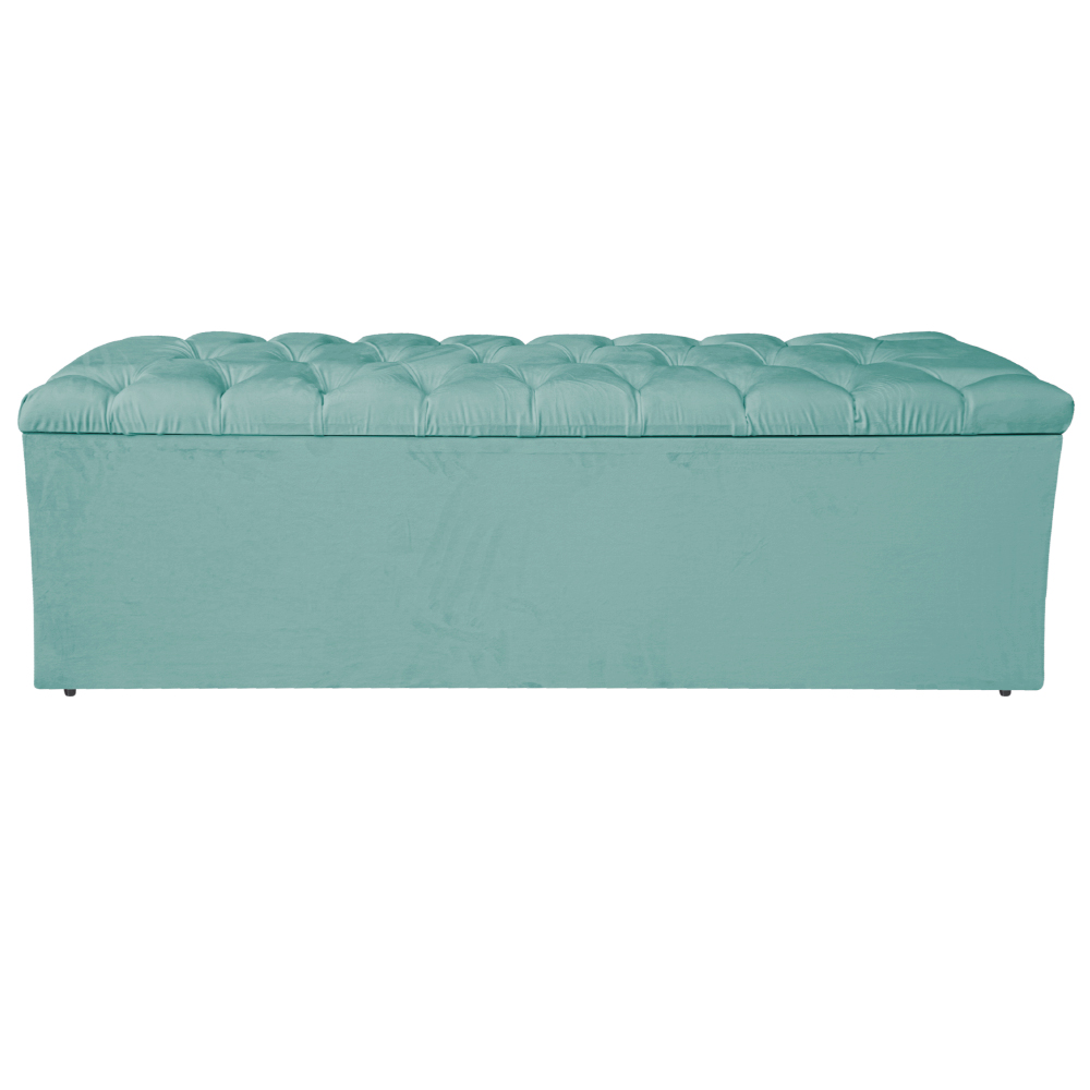 Calçadeira Estofada Liverpool 140 cm Casal Suede Azul Tiffany - Amarena Móveis